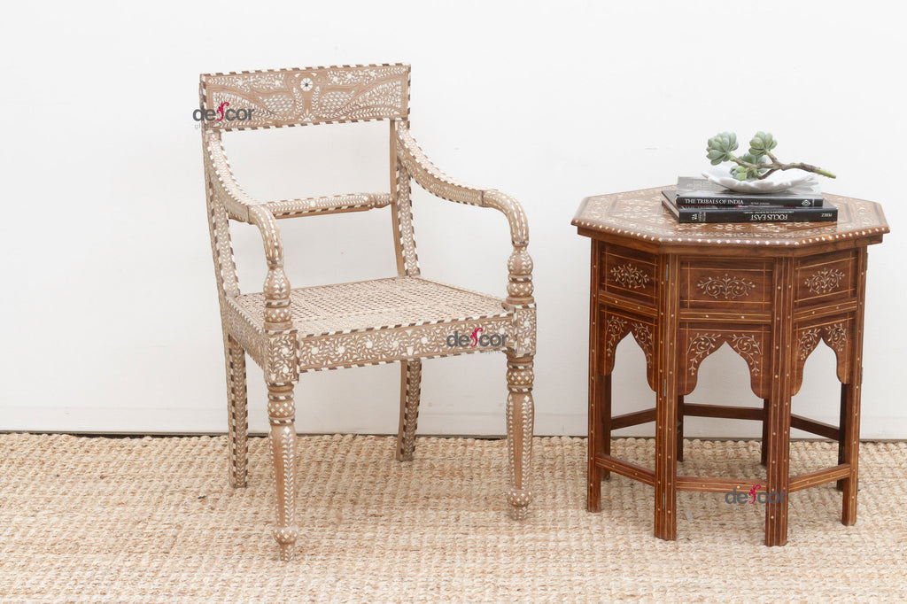 Royal Anglo-Indian Peacock Inlay Armchair