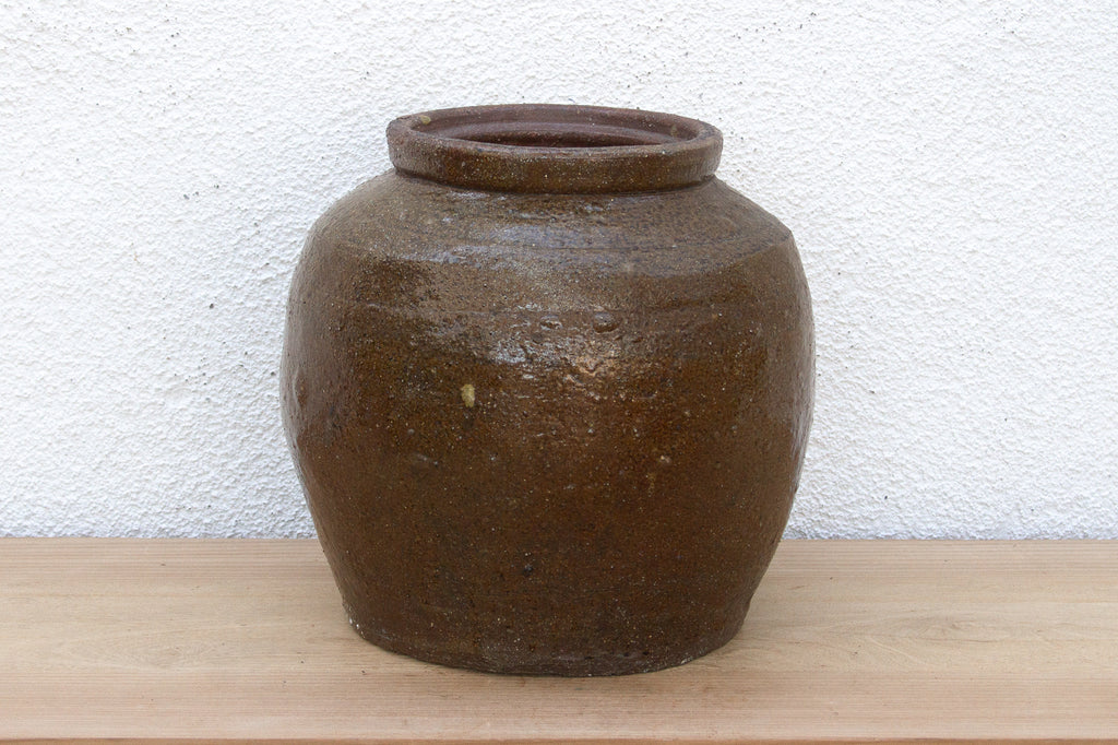 Antique Brown Glazed Storage Jar