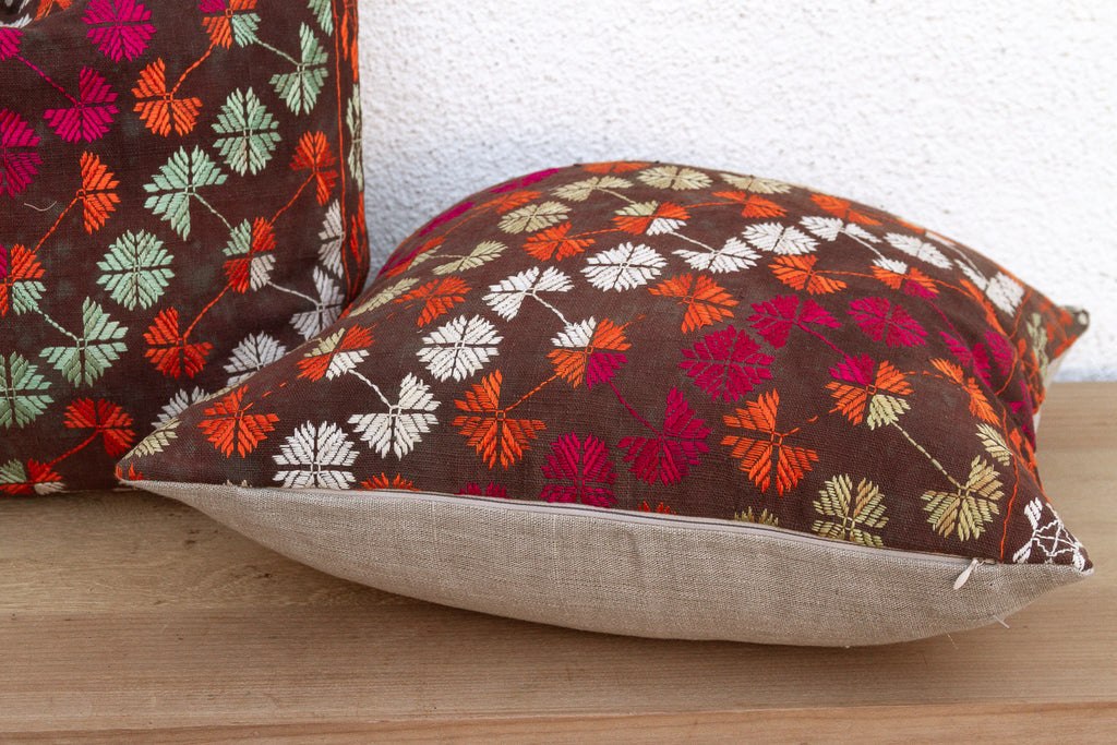 Radiant Dowry, Antique Phulkari Pillow Covers, A Pair