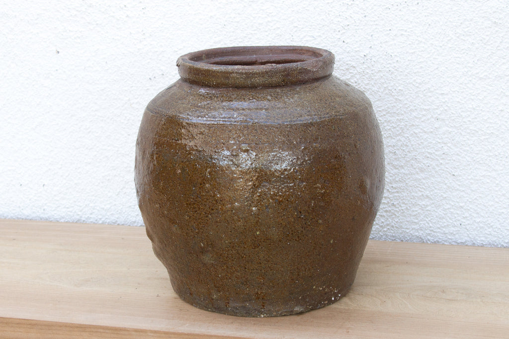 Antique Brown Glazed Storage Jar