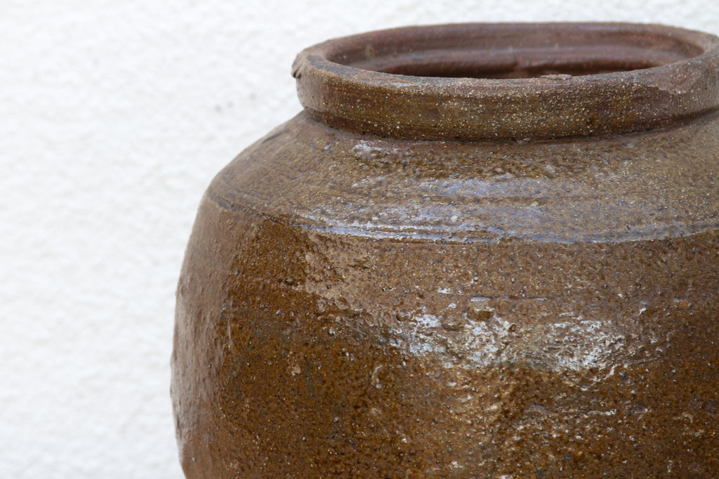 Antique Brown Glazed Storage Jar