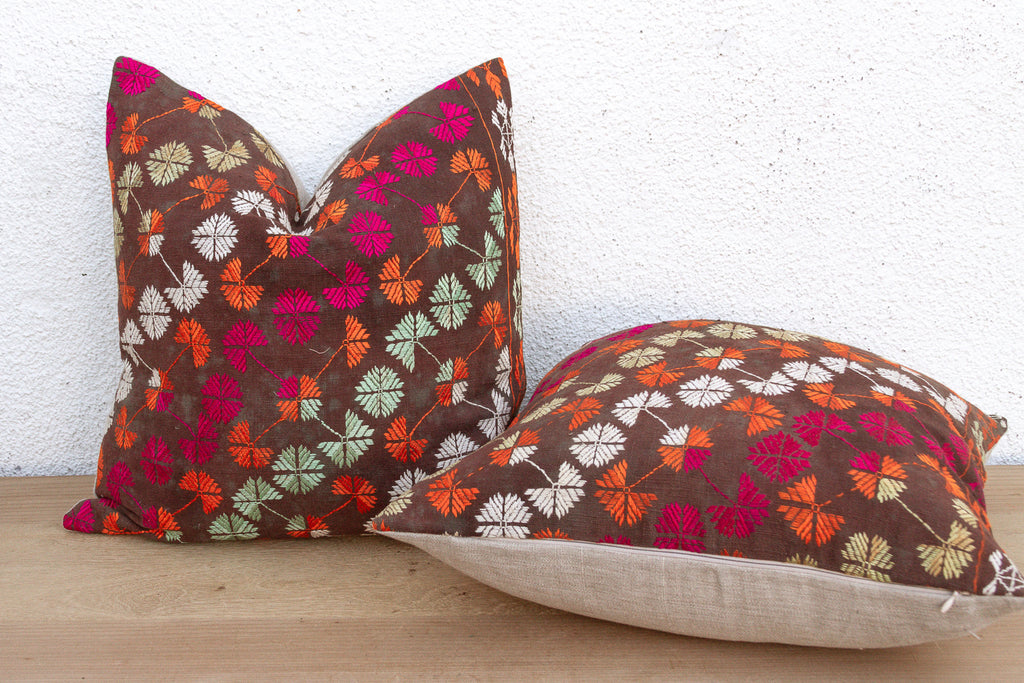 Radiant Dowry, Antique Phulkari Pillow Covers, A Pair