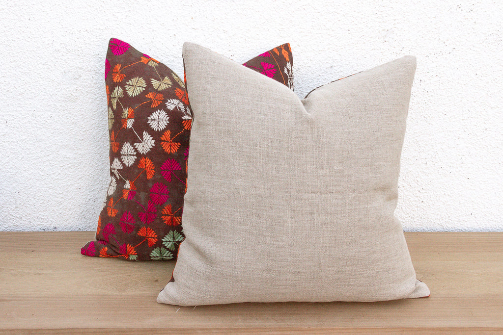 Radiant Dowry, Antique Phulkari Pillow Covers, A Pair