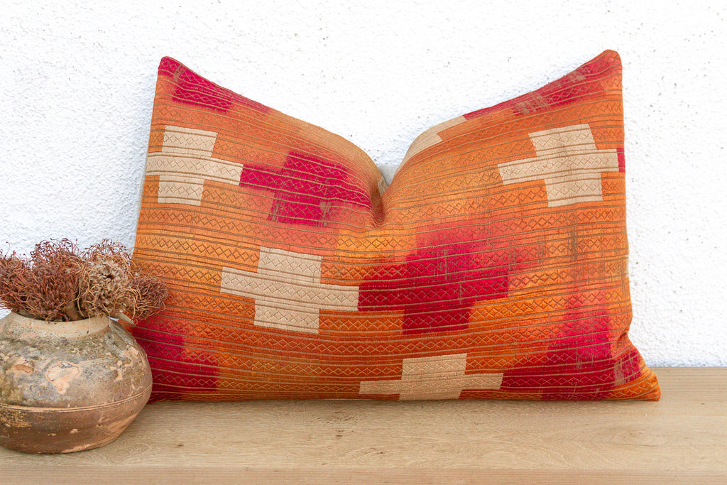 Malwa Silk, Heirloom Bagh Phulkari Pillow (Trade)