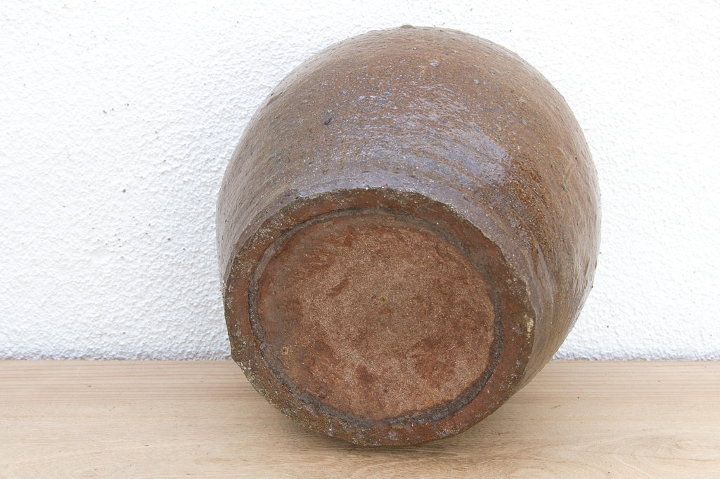 Antique Brown Glazed Storage Jar