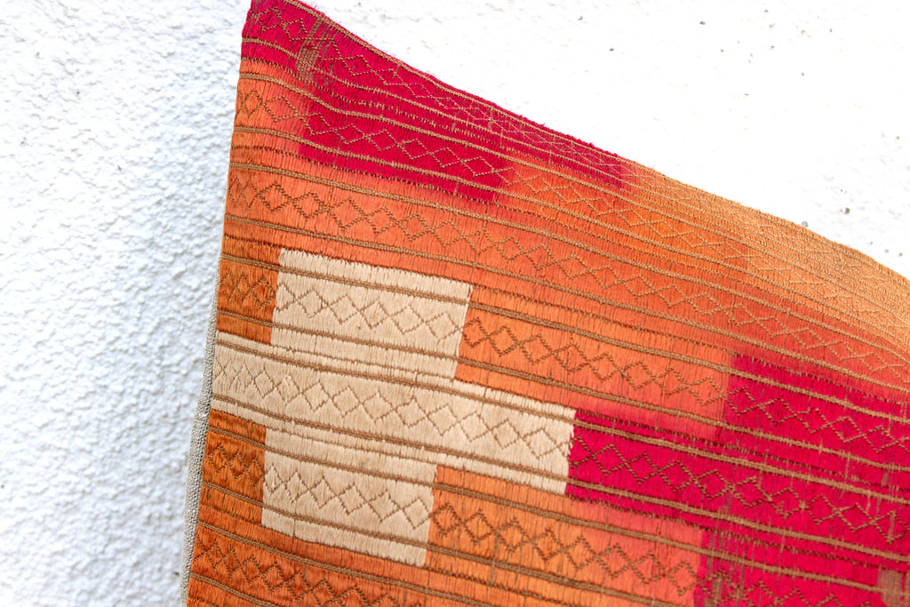 Malwa Silk, Heirloom Bagh Phulkari Pillow (Trade)