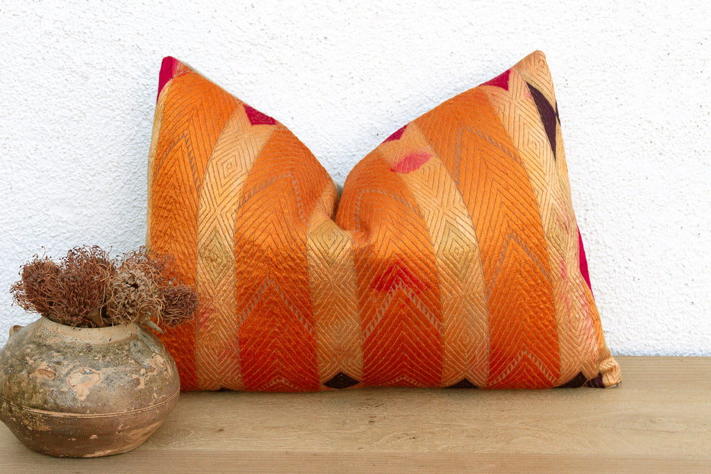 Amritsar Radiant, Heirloom Bagh Phulkari Pillow