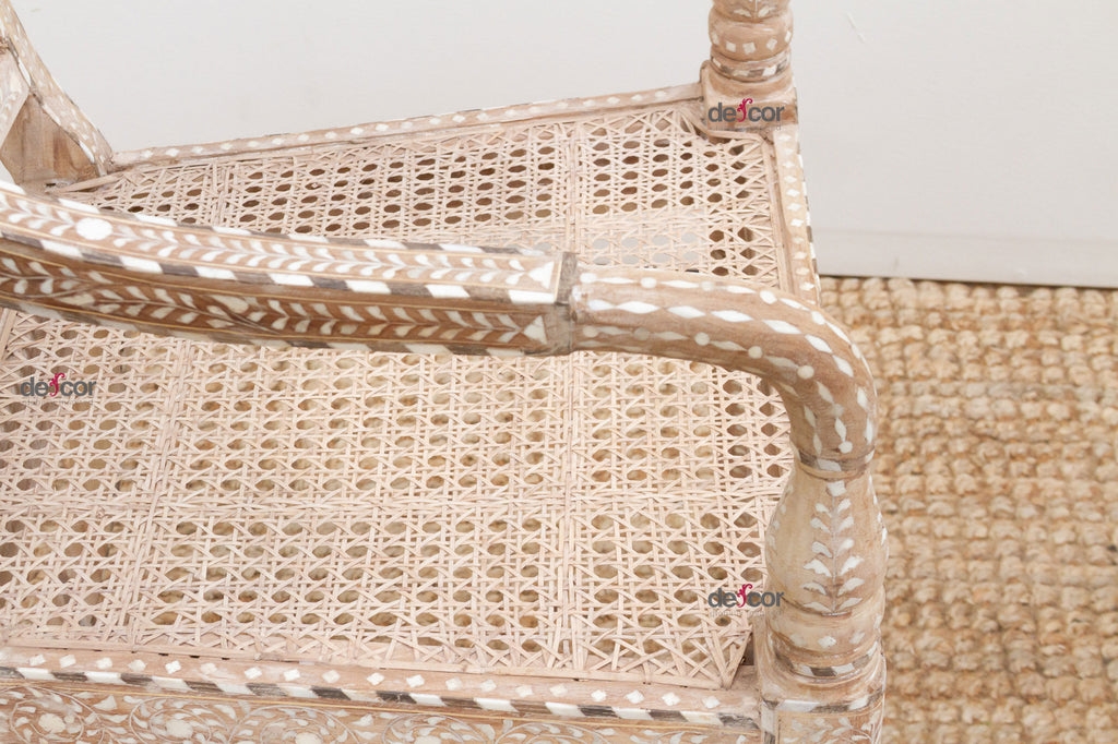 Raj British Colonial Inlaid Dining Chairs, Set of 6