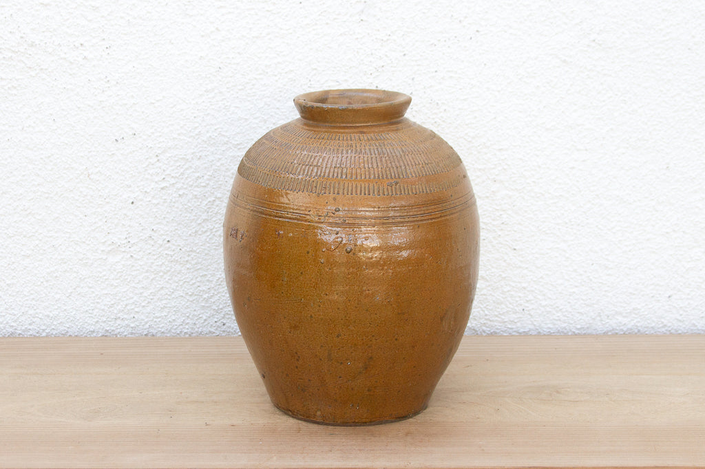 Antique Golden Brown Storage Pot (Trade)