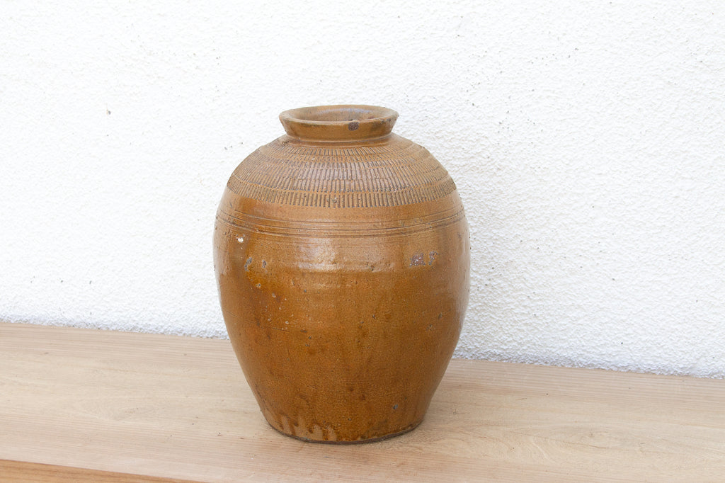 Antique Golden Brown Storage Pot (Trade)