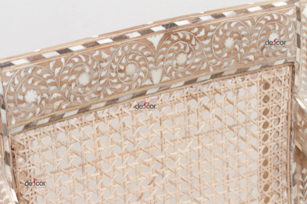 Raj Colonial Inlaid Armchair with Cane Seat (Trade)