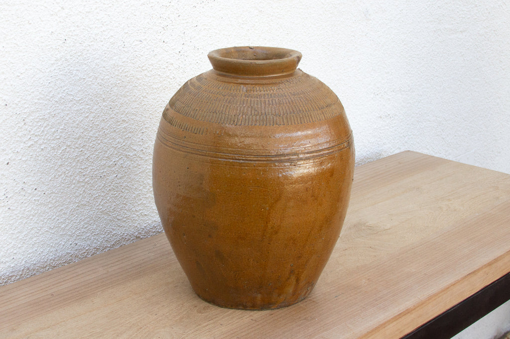 Antique Golden Brown Storage Pot (Trade)