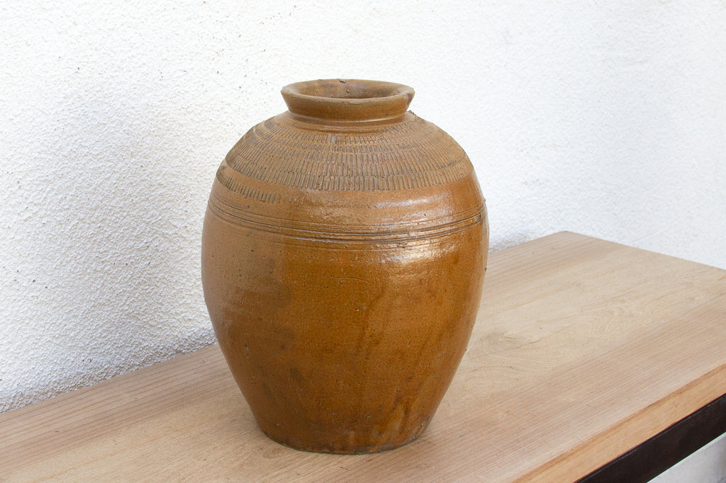 Antique Golden Brown Storage Pot (Trade)