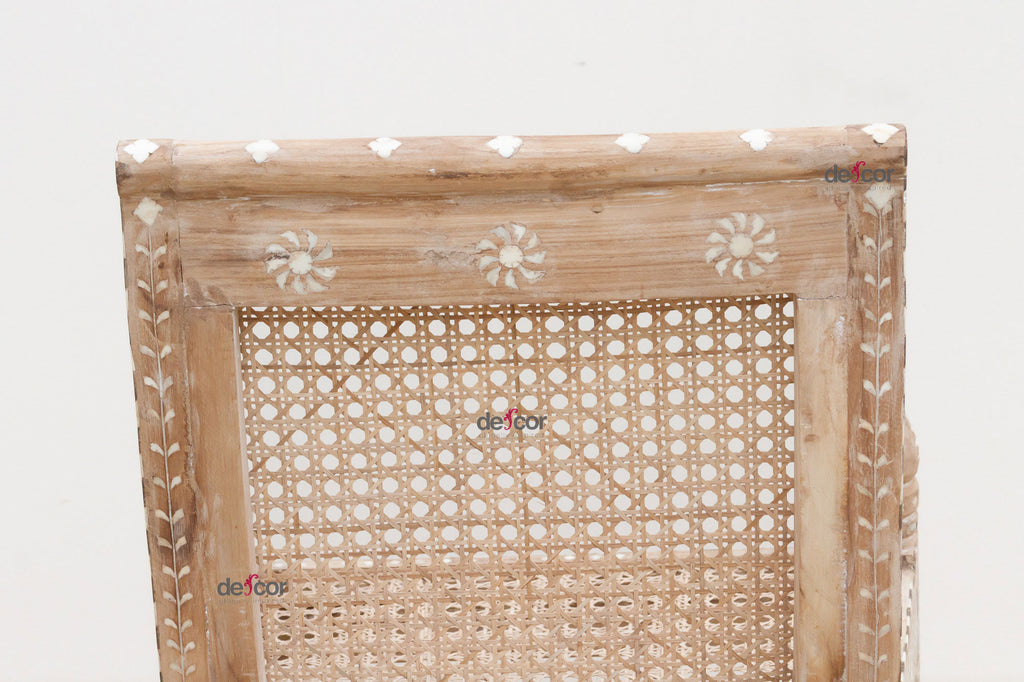 Raj Colonial Inlaid Armchair with Cane Seat (Trade)