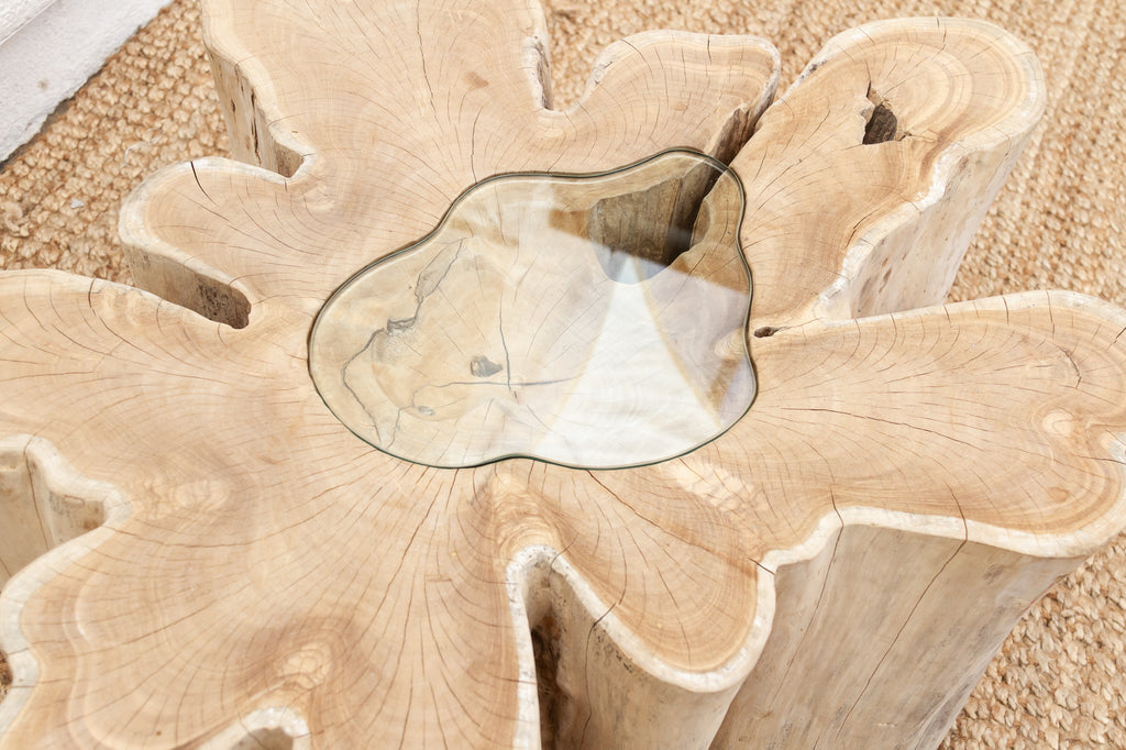 Handcrafted Freeform Teak Coffee Table