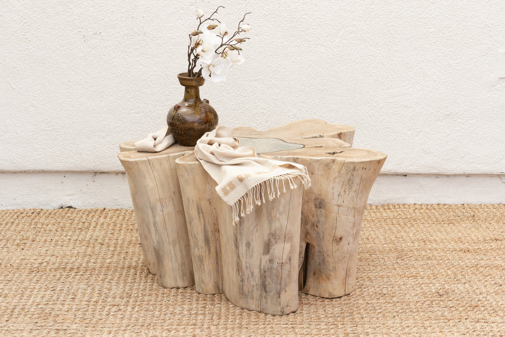 Handcrafted Freeform Teak Coffee Table