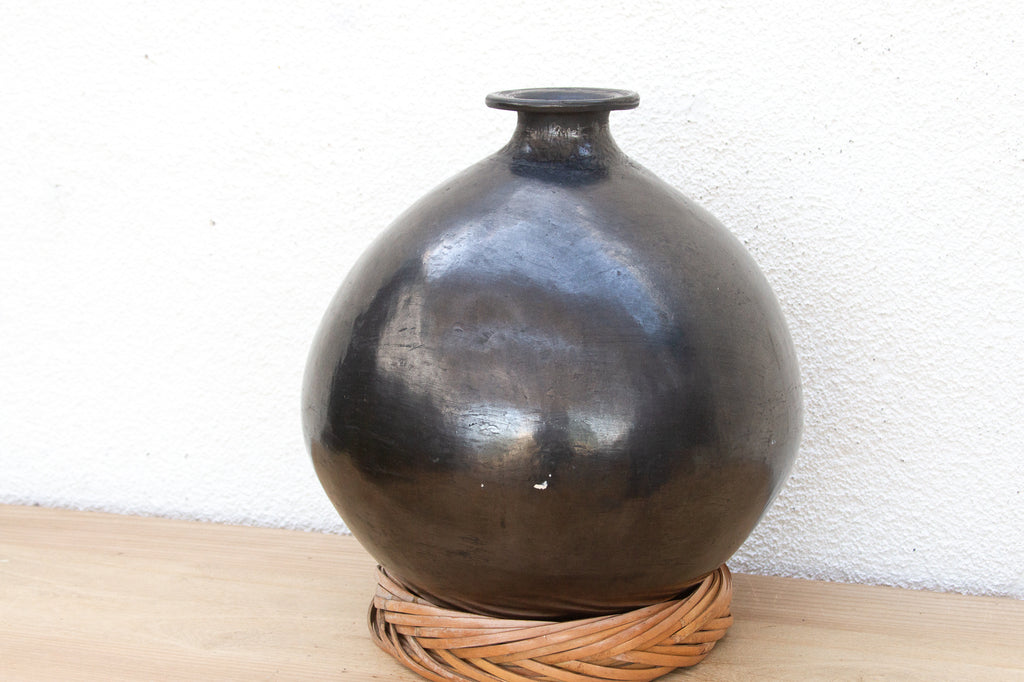 Mid-Century Oaxacan Black Clay Vessel