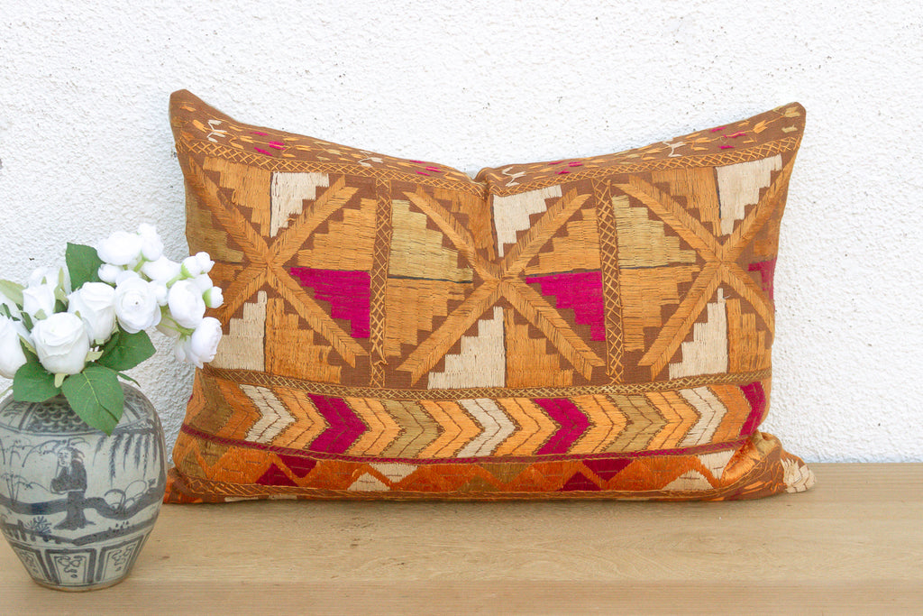 Kapurthala Step, Heirloom Bagh Phulkari Pillow (Trade)