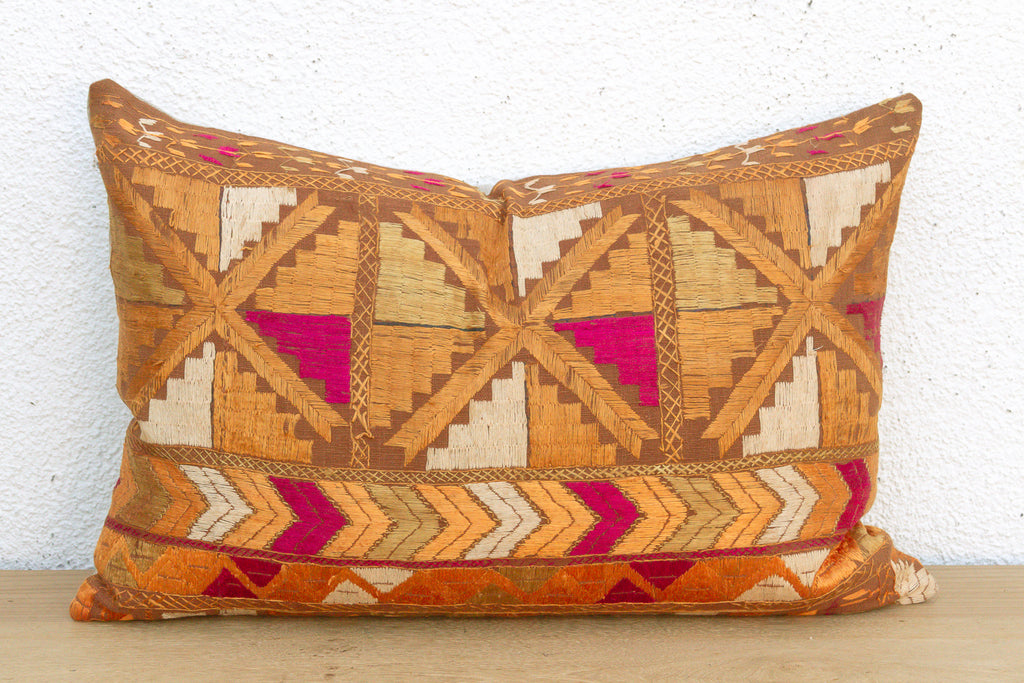 Kapurthala Step, Heirloom Bagh Phulkari Pillow (Trade)