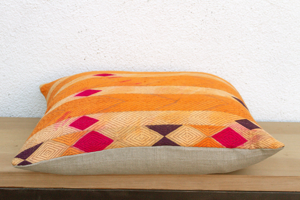 Radiant Chevron, Large Heirloom Bagh Phulkari Pillow (Trade)