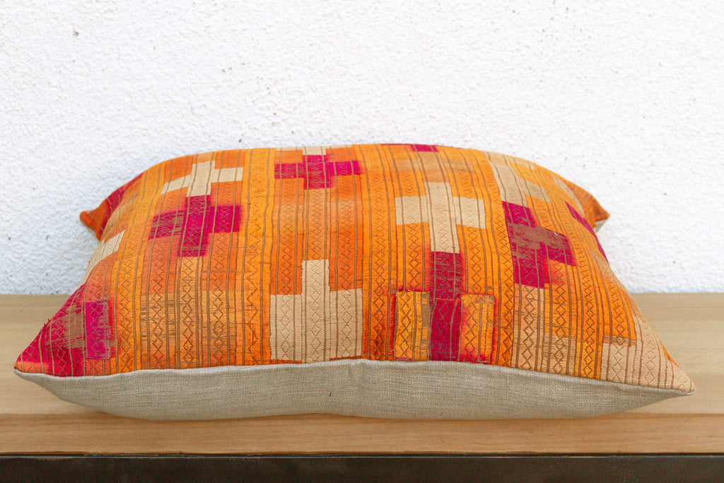 Imperial Panchranga, Large Heirloom Bagh Phulkari Pillow (Trade)