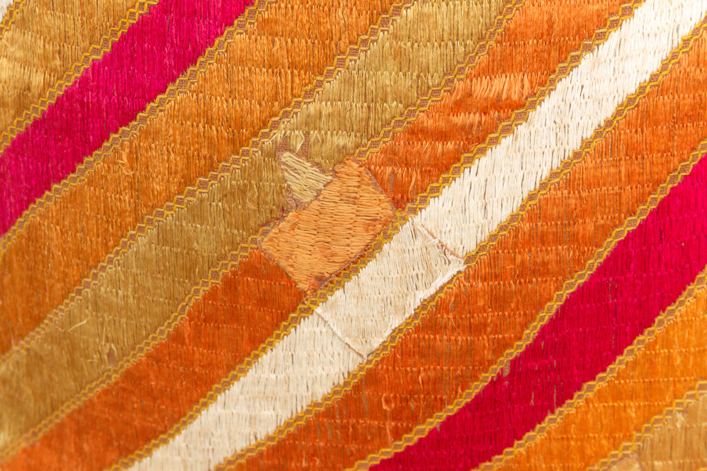 Royal Ribbon, Large Heirloom Bagh Phulkari Pillow