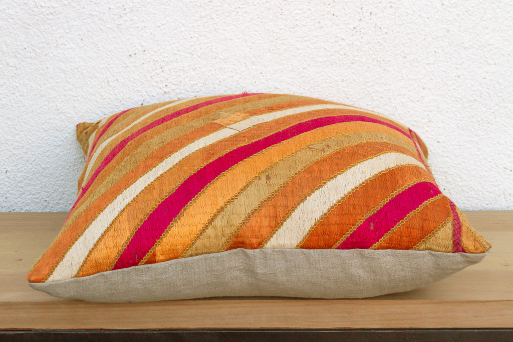 Royal Ribbon, Large Heirloom Bagh Phulkari Pillow