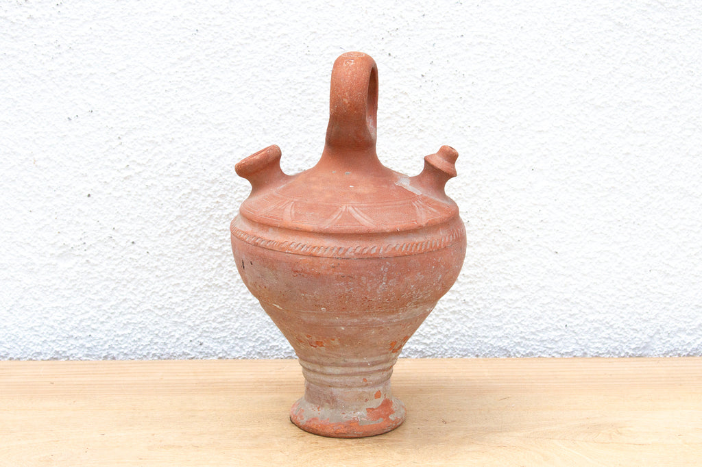 Antique Spanish Terracotta Botijo Vessel