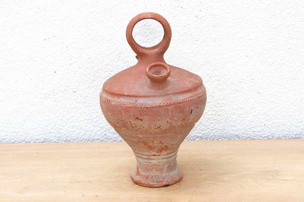 Antique Spanish Terracotta Botijo Vessel