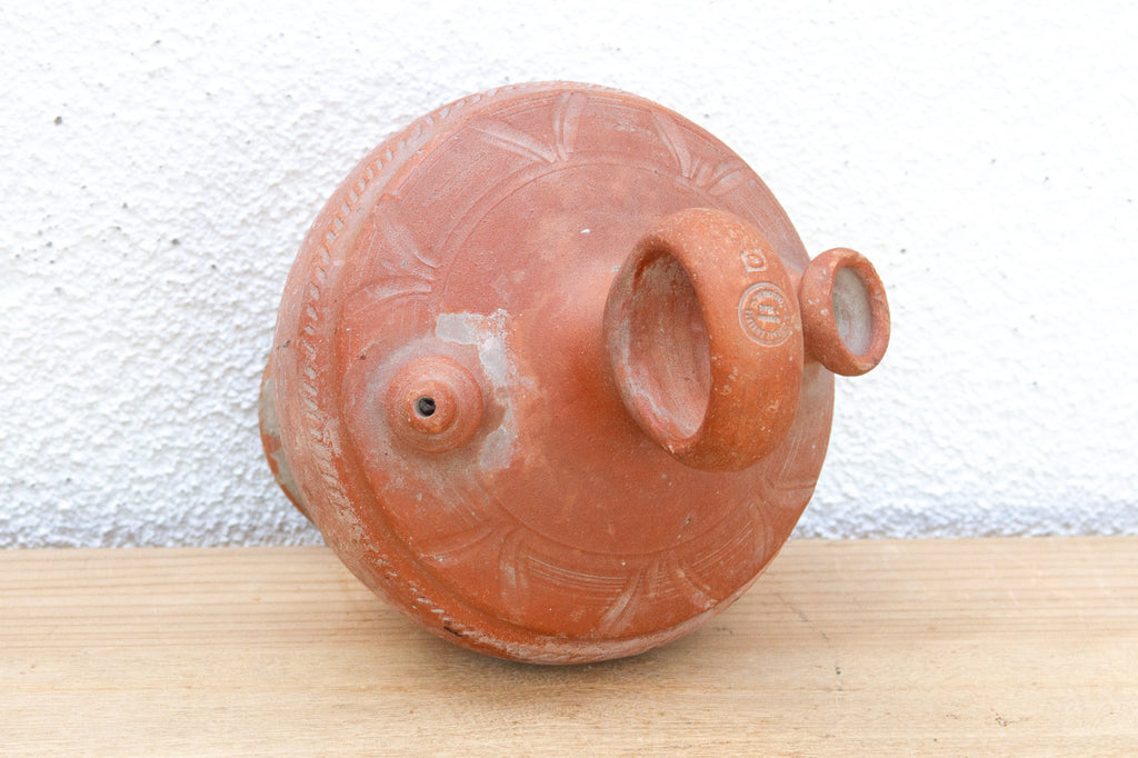 Antique Spanish Terracotta Botijo Vessel