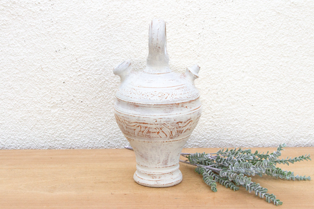Antique Chalky White Spanish Jug