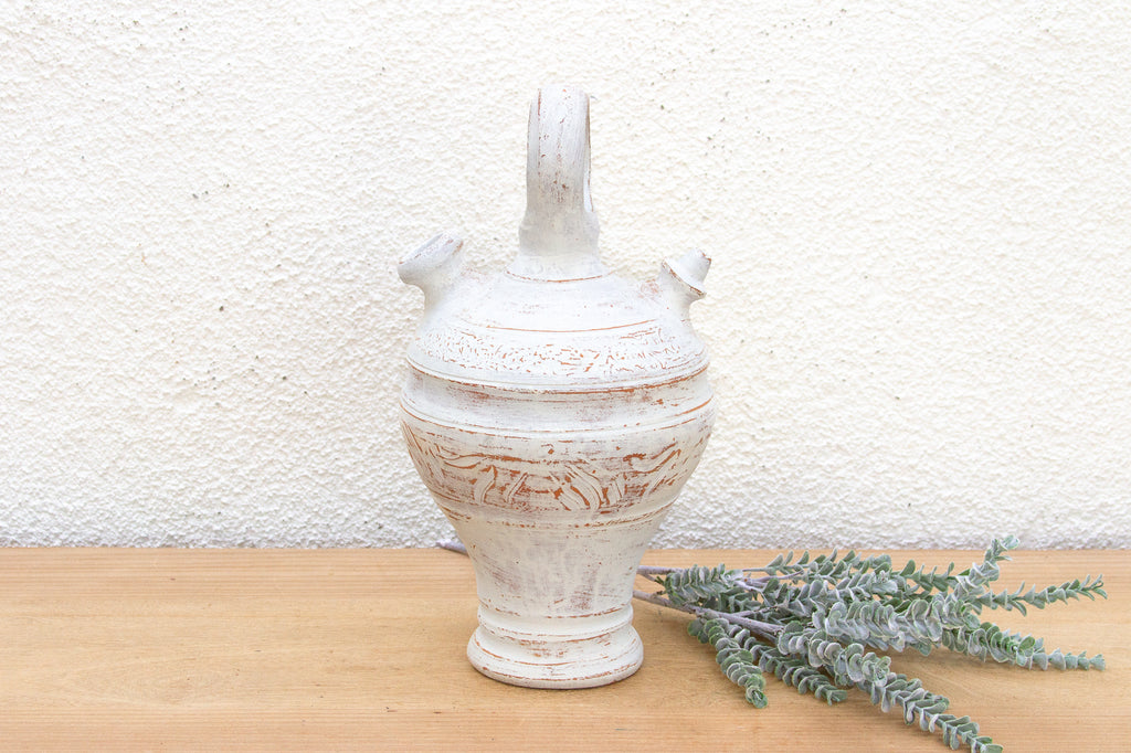 Antique Chalky White Spanish Jug