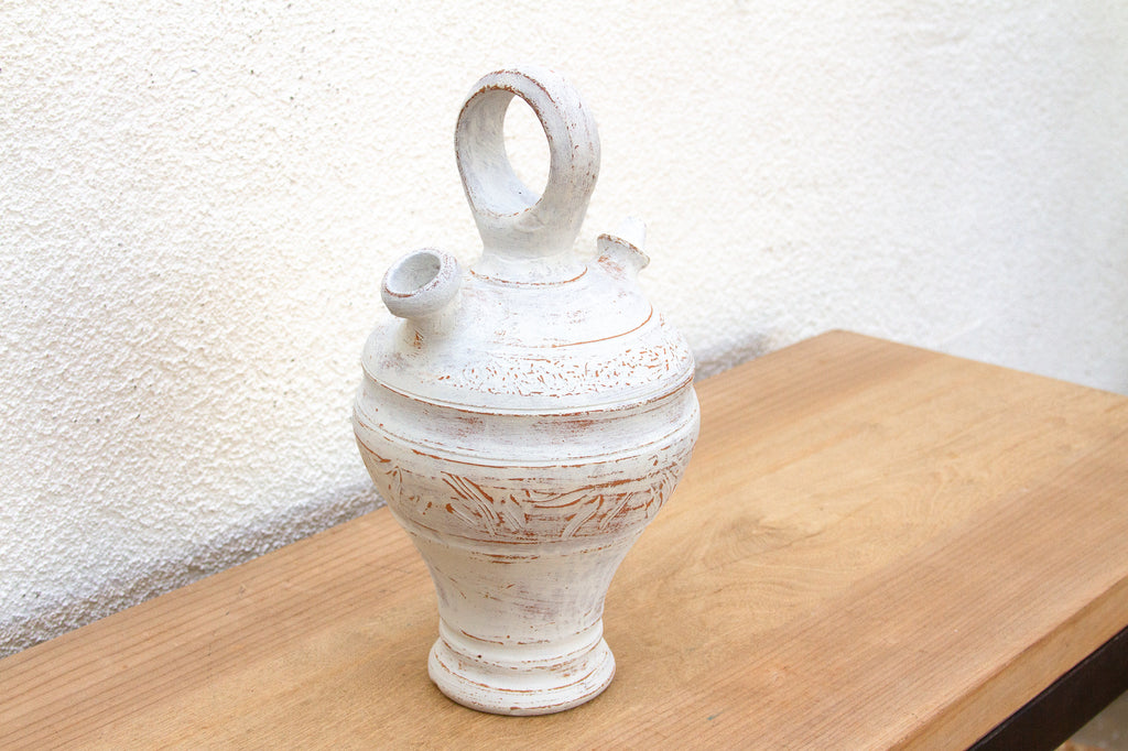 Antique Chalky White Spanish Jug