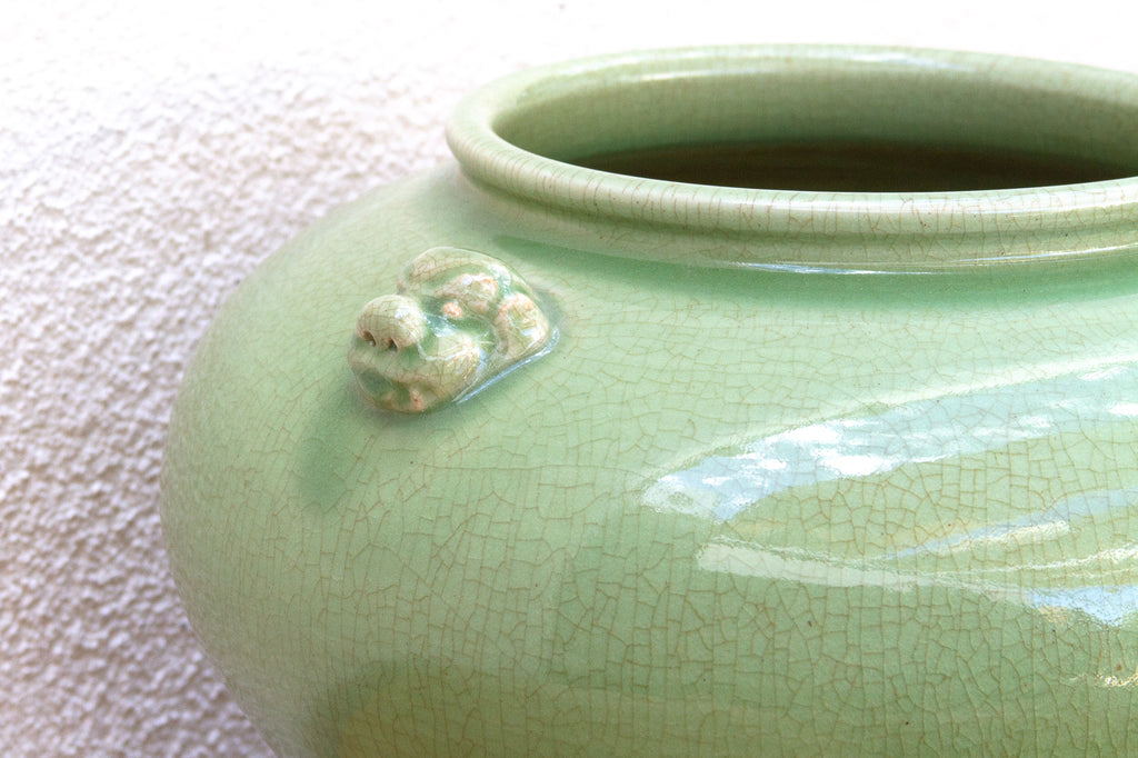 Large Jade Vessel, Antique Green Glaze Pot