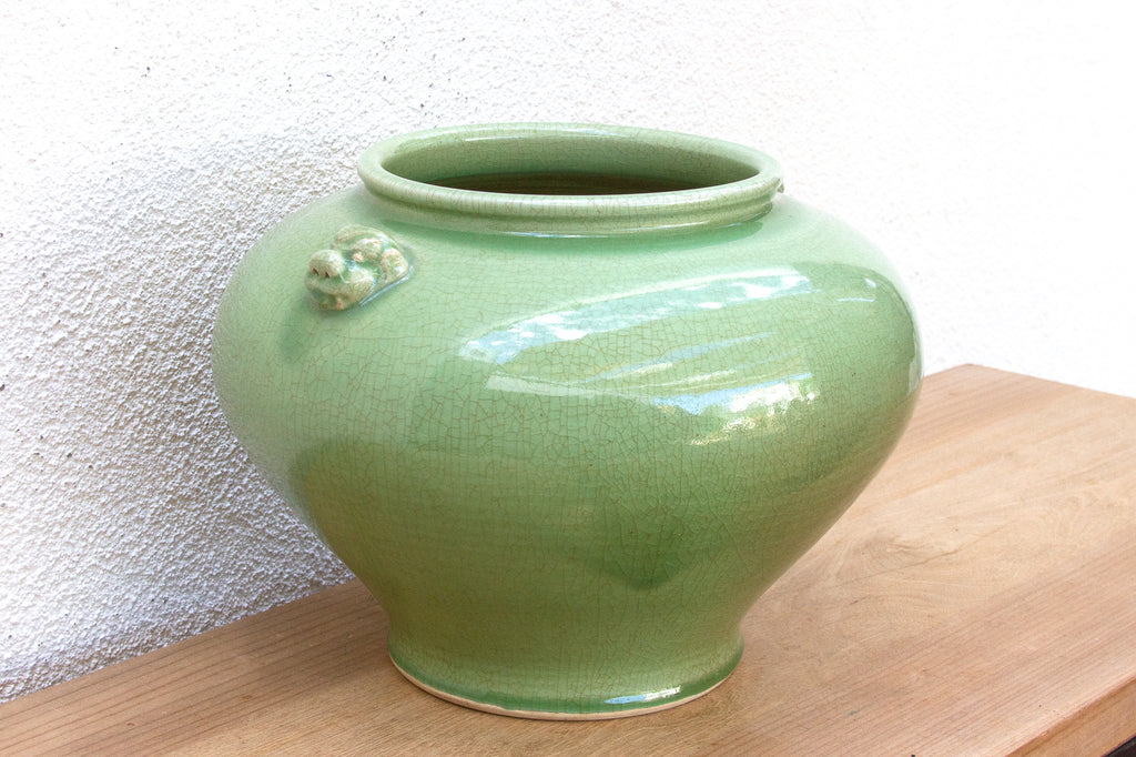 Large Jade Vessel, Antique Green Glaze Pot