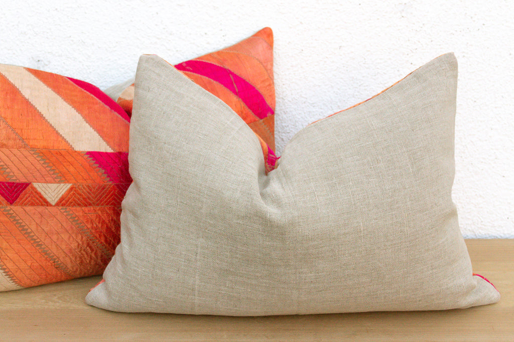 Jalandhar Mirror, Set of 2 Heirloom Bagh Phulkari Pillows (Trade)