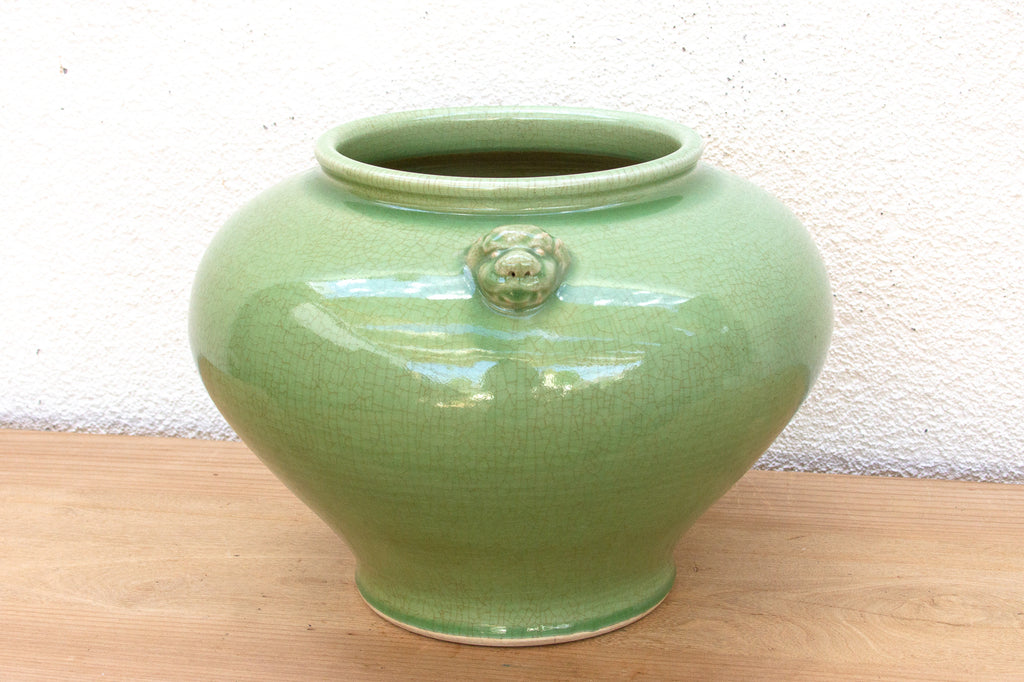 Large Jade Vessel, Antique Green Glaze Pot
