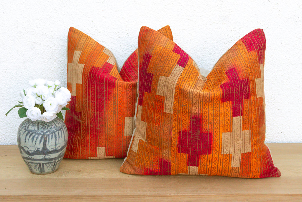 Tapurthala Mosaic, A Pair Heirloom Bagh Phulkari Pillows