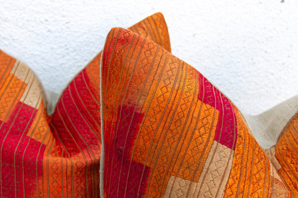 Tapurthala Mosaic, A Pair Heirloom Bagh Phulkari Pillows