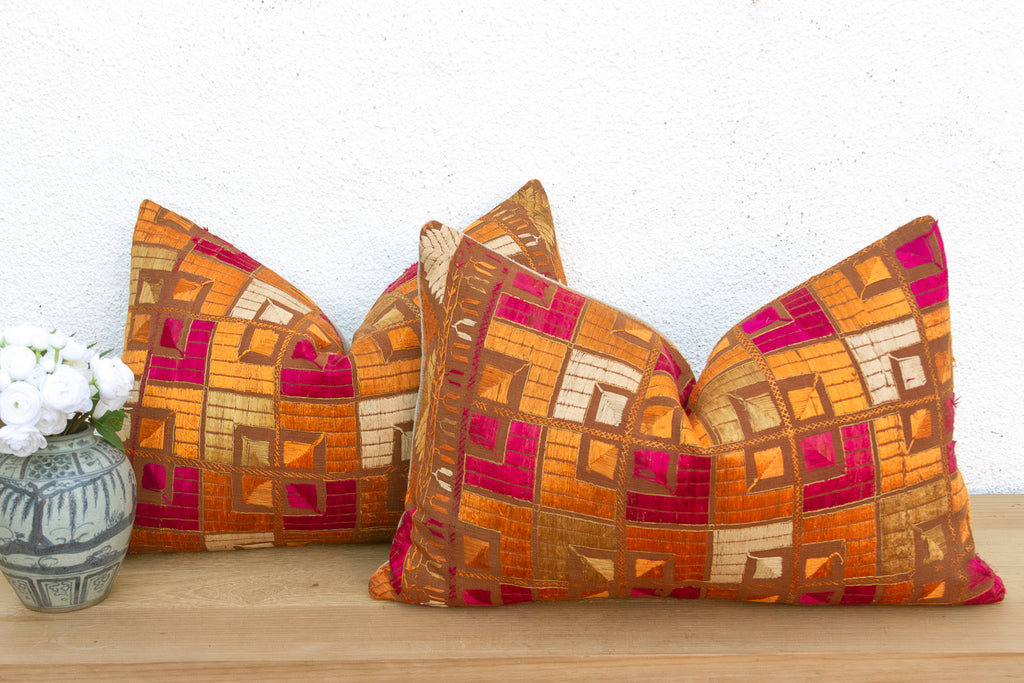 Multicolor Mosaic, Set of 2 Heirloom Bagh Phulkari Pillows