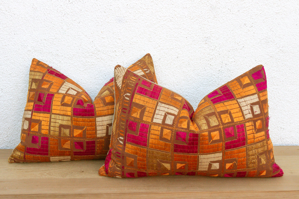 Multicolor Mosaic, Set of 2 Heirloom Bagh Phulkari Pillows
