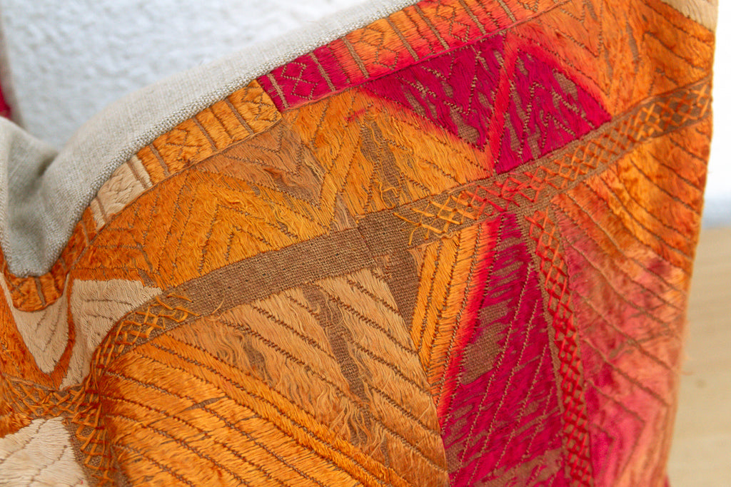 Sunset Horizon, Set of 2 Heirloom Bagh Phulkari Pillows (Trade)