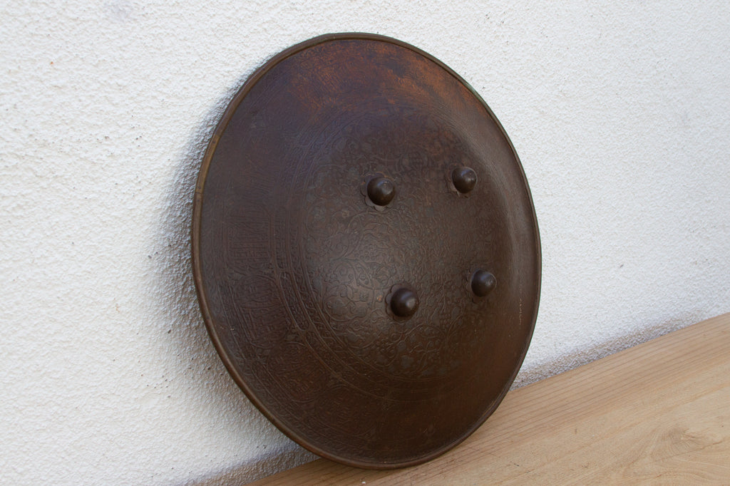 Antique Indian Engraved Metal Shield