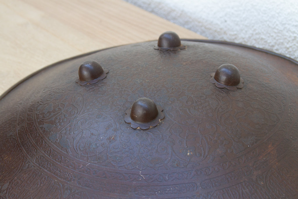 Antique Indian Engraved Metal Shield