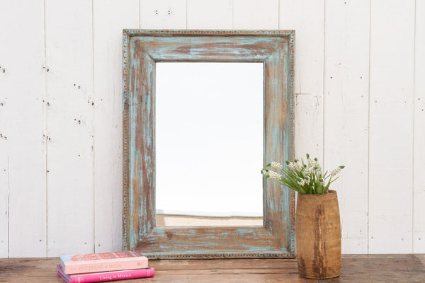 Greenwash Geometric Carved Mirror Frame