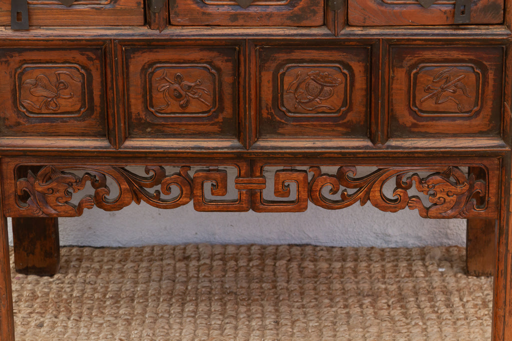 Antique Carved Ming Style-3 Drawer Console