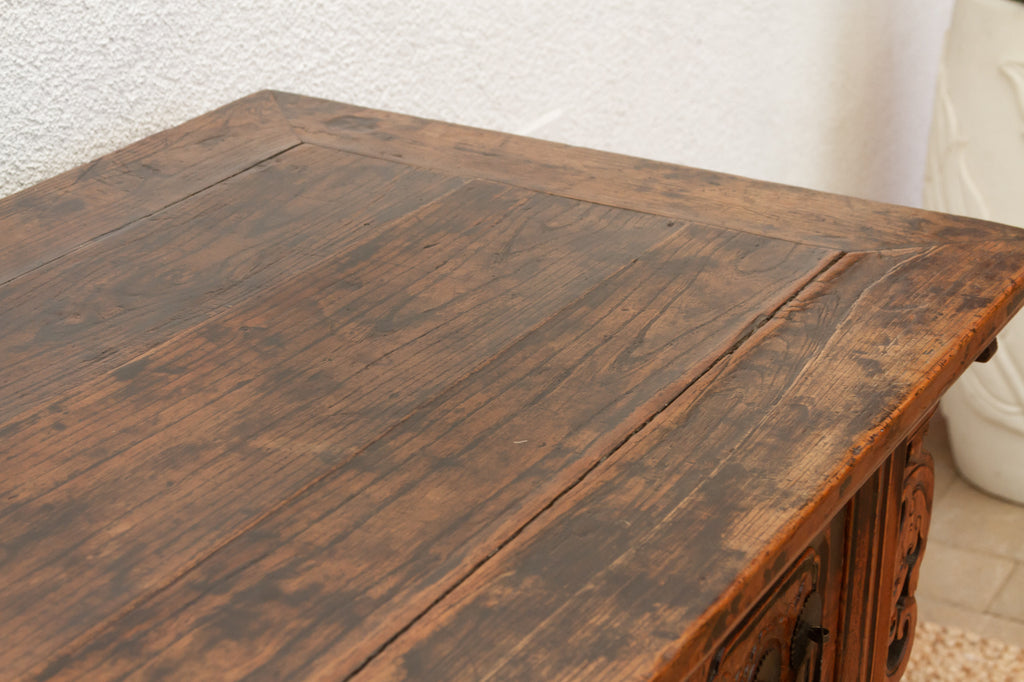 Antique Carved Ming Style-3 Drawer Console