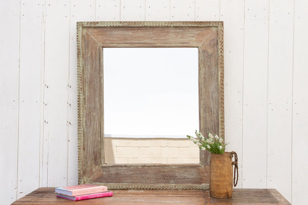 Vintage Sage Green Rustic Frame Mirror