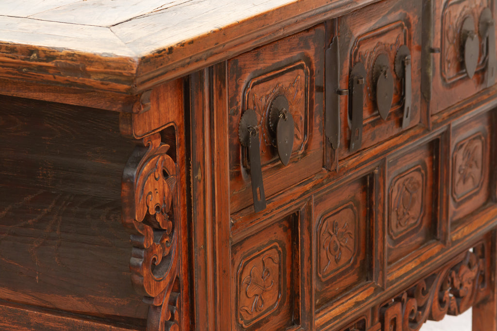 Antique Carved Ming Style-3 Drawer Console