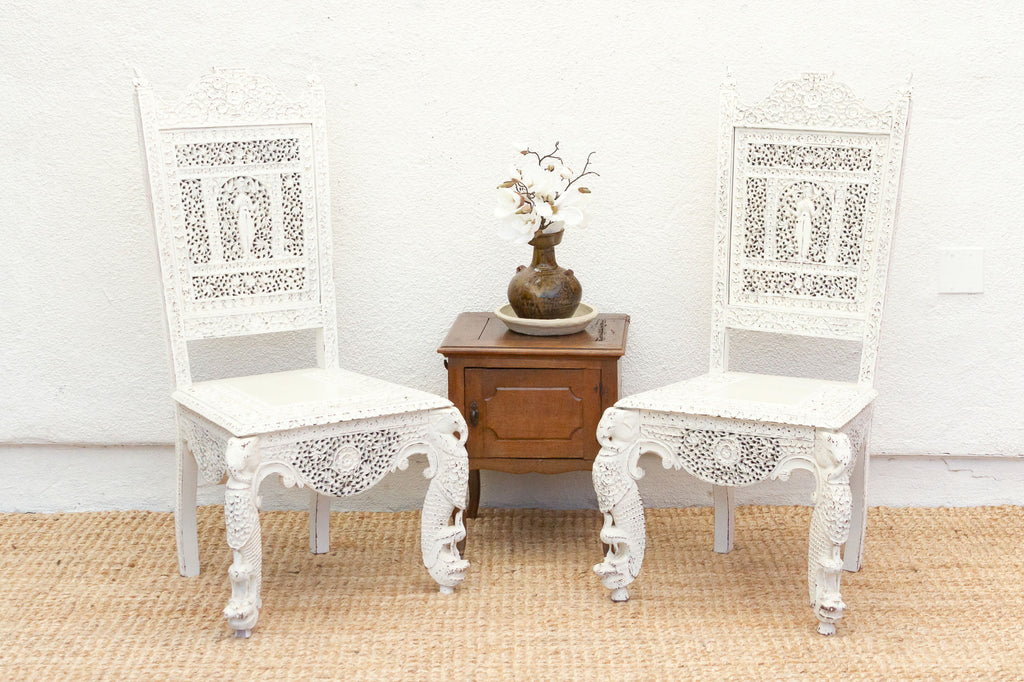 Pair of Beautifully Carved Anglo-Indian Chairs